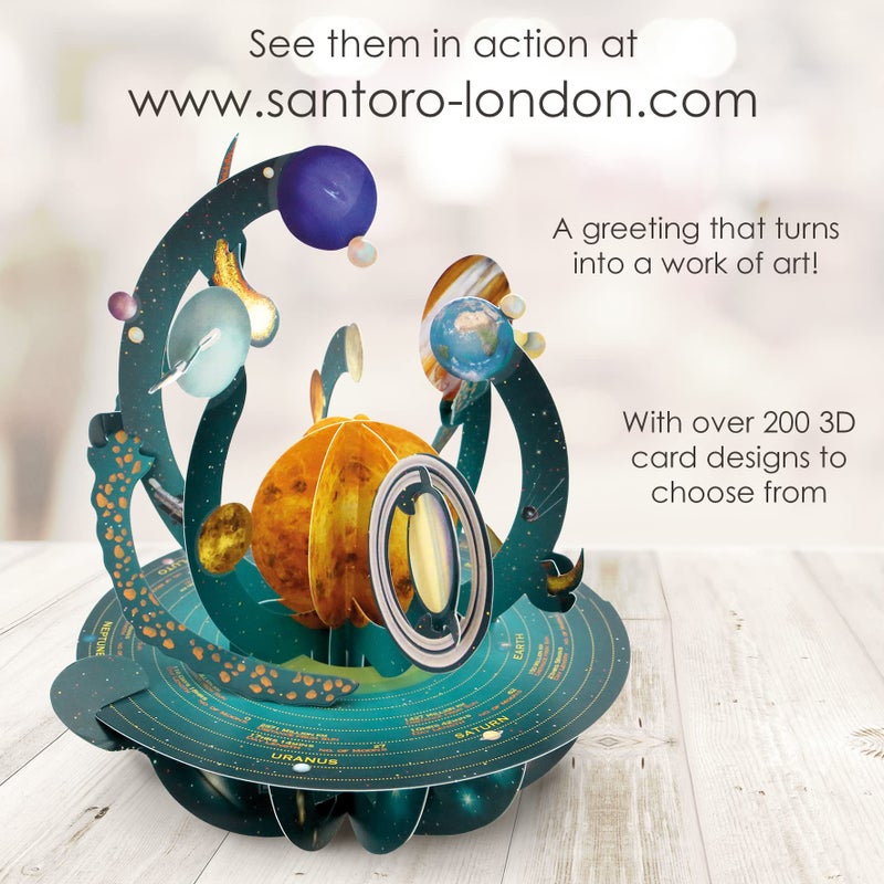 SANTORO Pirouette, 3D Pop Up Greeting Card - Solar System - For Kids, For Him, For Her | Space Card For Birthday - Image 5
